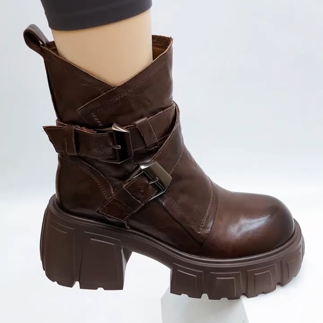 马丁靴加绒聚氨酯短靴真皮