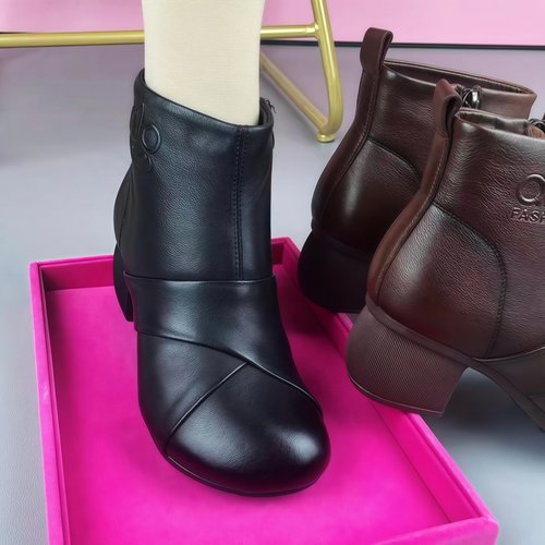 真皮短靴女软底软面马丁靴