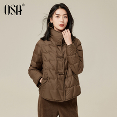 OSA欧莎新中式盘扣羽绒服女2024冬季新款复古美拉德轻薄短款外套