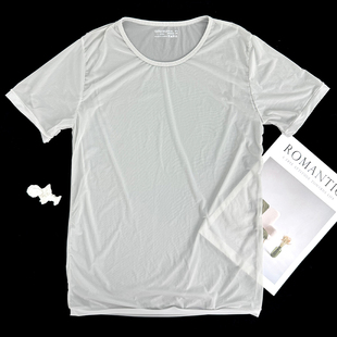 超薄透气夏季 圆领纯色性感潮流运动青年 打底T恤 ADANNU男透明短袖