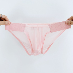 ADANNU男三角内裤透明超薄透气浮雕文腰带性感低腰纯色潮运动青年