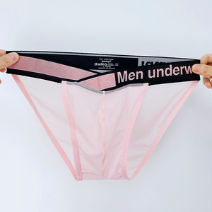 Men underwear pump!男三角内裤V腰高叉透明超薄性感低腰运动青年