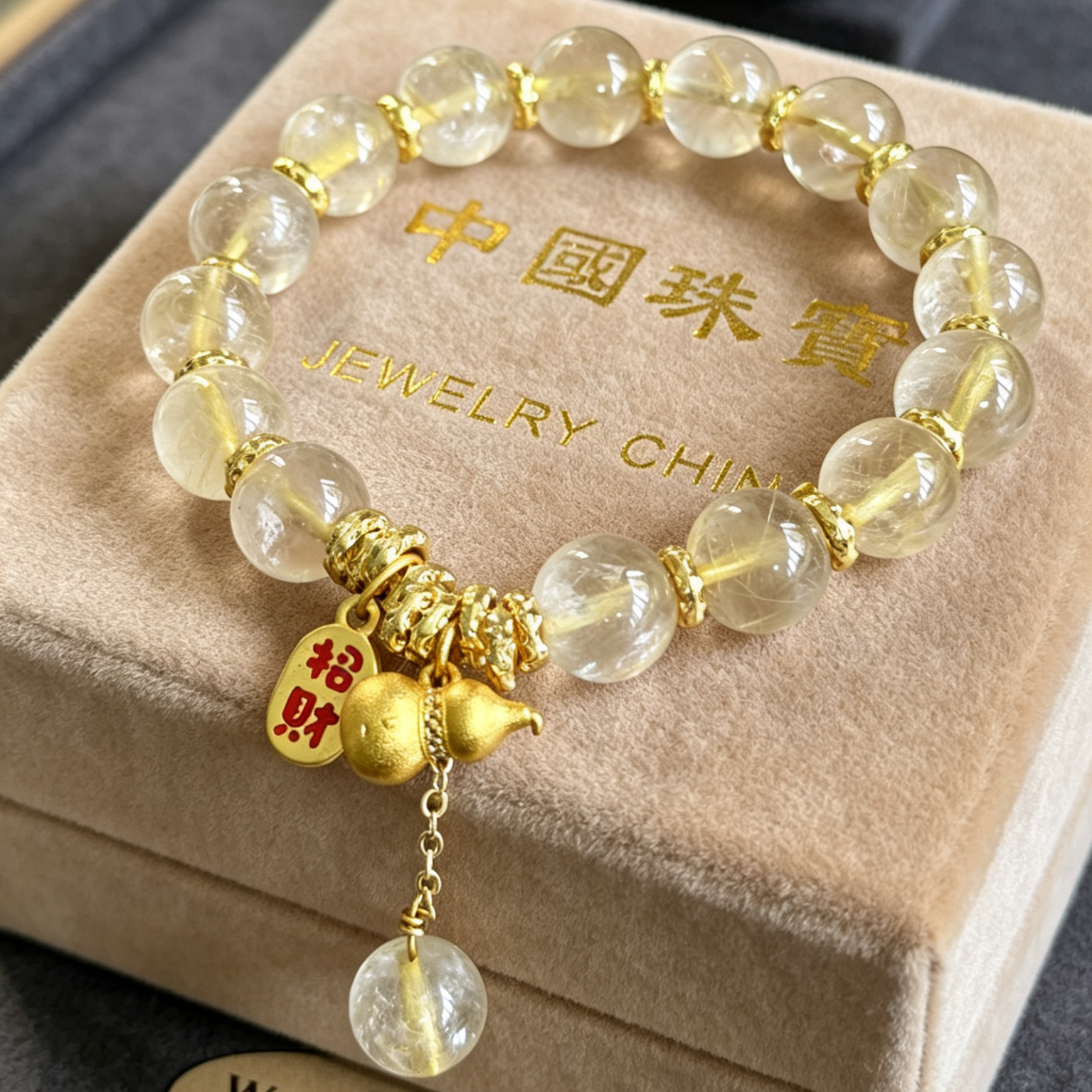 天然黄水晶金发晶手链女葫芦招财转运珠高级感轻奢手串送女友礼物