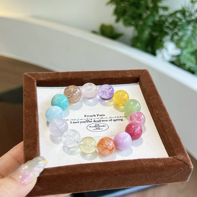 莫奈花园系列多宝手串多巴胺彩虹色水晶手链轻奢精致马卡龙色手链