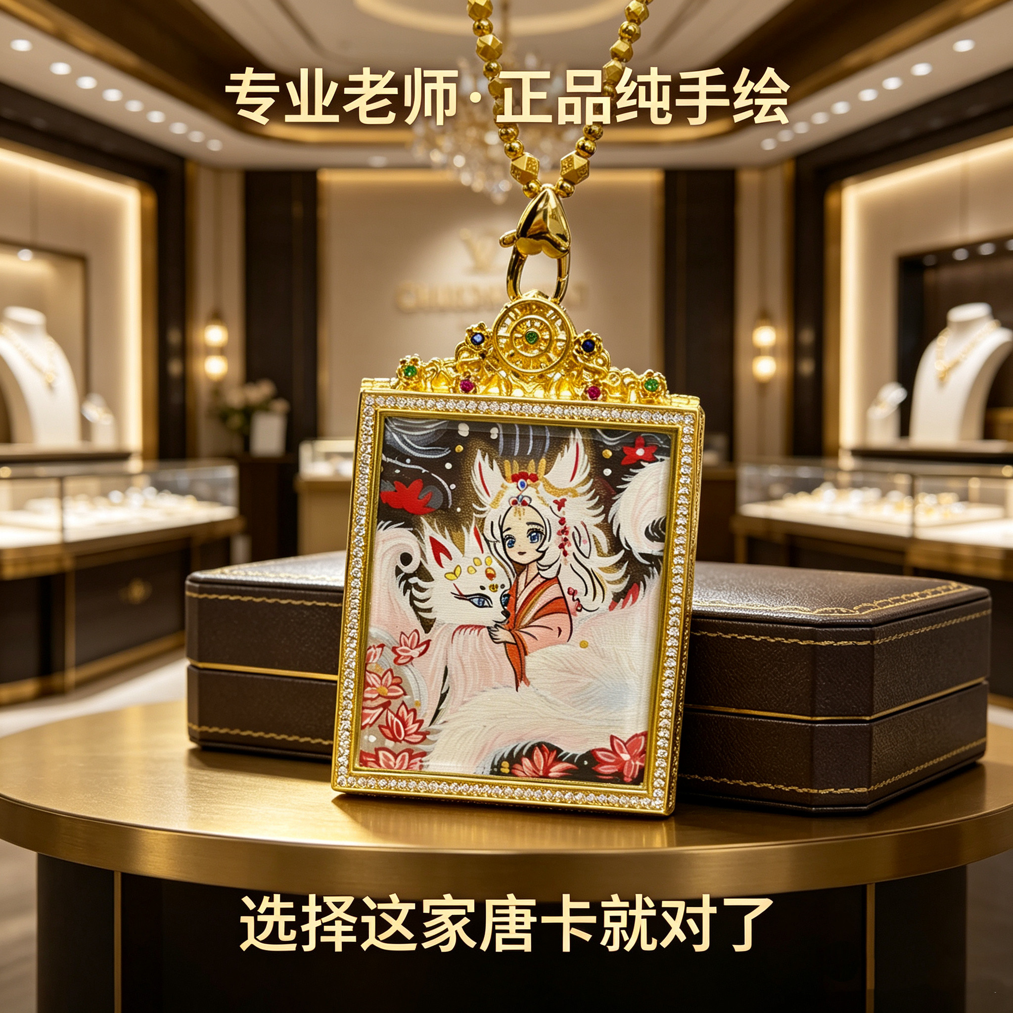 热贡唐卡手绘扎基拉姆金刚萨垛黄财神九尾狐绿度母文殊本命佛吊坠