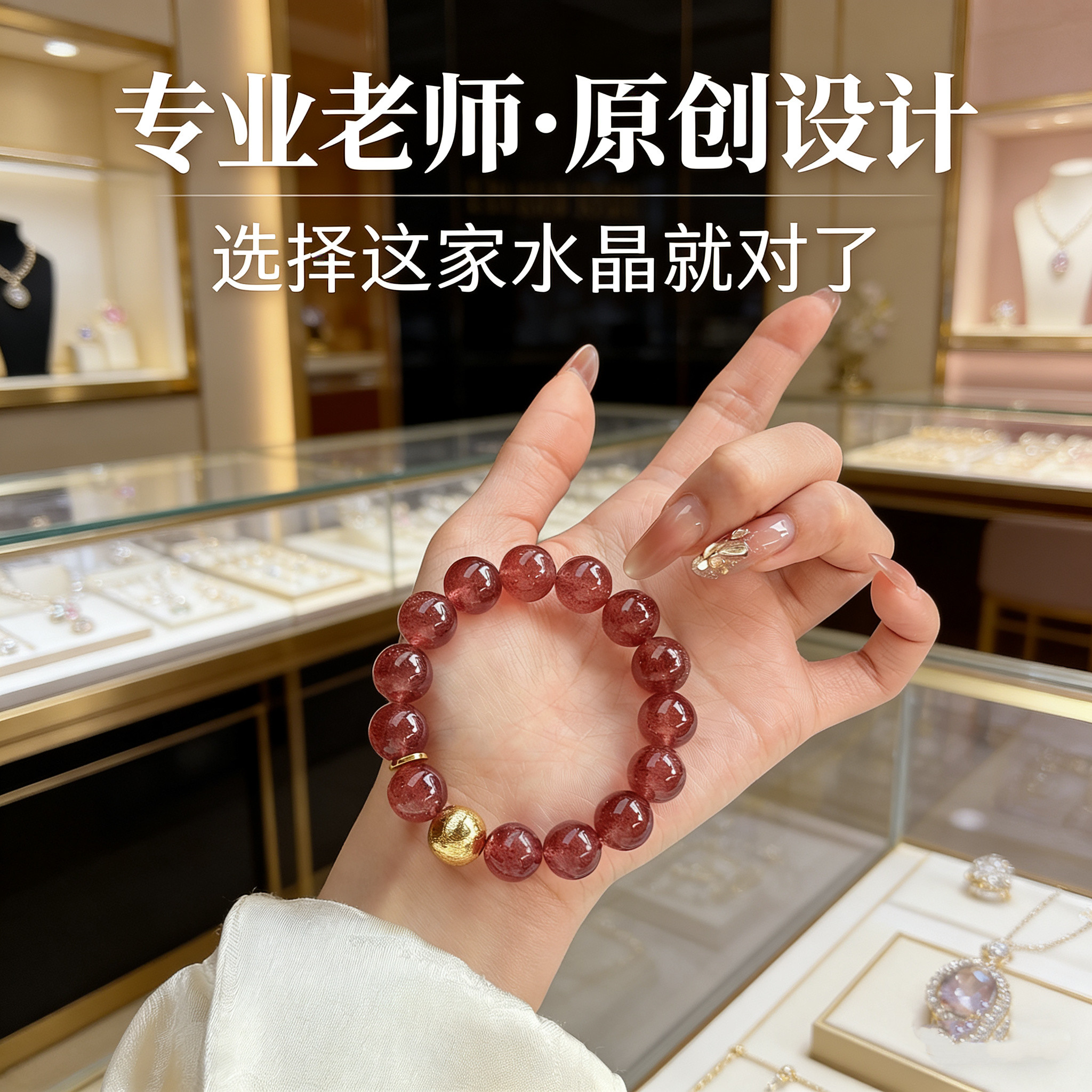 【车厘子】抖音爆款天然星光鸽血红草莓晶水晶手串女款网红风手链