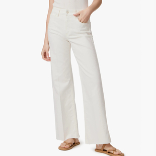 女 白色牛仔裤 美国paige高腰弹力纯棉提臀修身 显瘦柔软毛边直筒裤