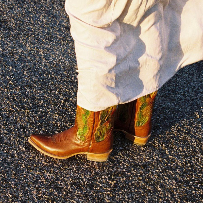 尖头骑马靴西部牛仔靴粗跟仙人掌