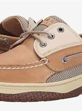 SPERRY优质头层牛皮系带弹力橡胶底吸汗减震真皮帆船鞋休闲皮鞋男