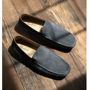 正品Florsheim富乐绅牛皮真皮牛津鞋套脚一脚蹬休闲皮鞋驾车鞋男