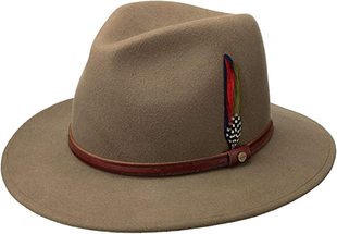 美国产tetson羊毛毡帽卷边西部牛仔帽绅士礼帽爵士帽羽毛帽谍战帽