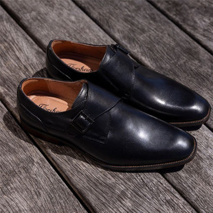 Florsheim富乐绅牛皮真皮里搭扣牛津皮鞋套脚透气商务正装皮鞋男