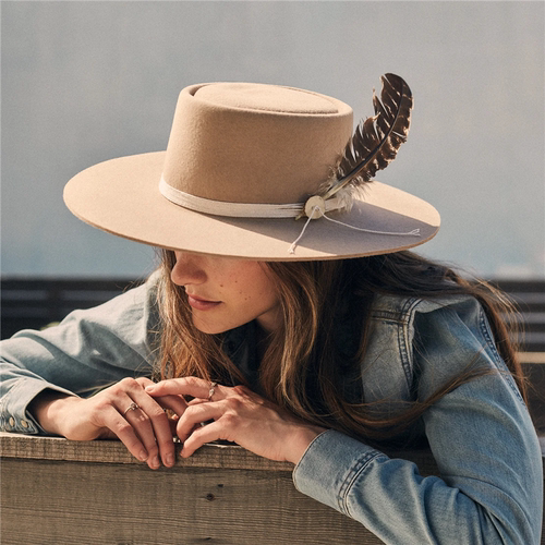 STETSON平顶帽大檐帽牛仔帽平檐