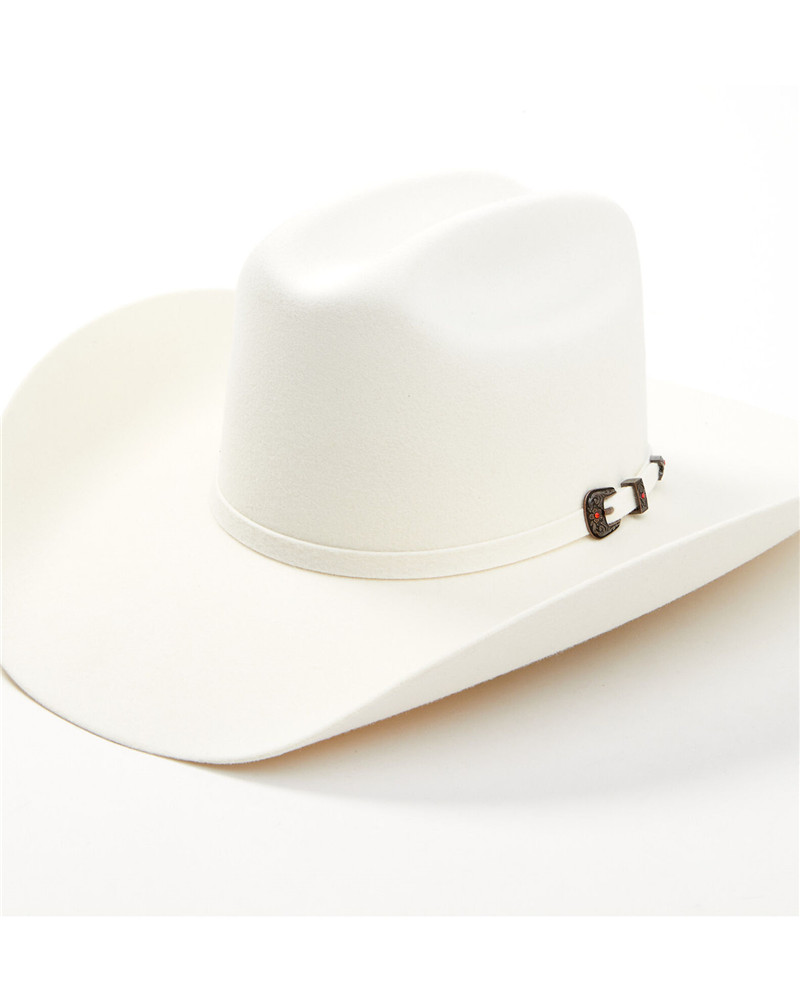 美国产CODY JAMES卷边5X羊毛毡帽草原骑马帽白色西部牛仔帽大檐帽