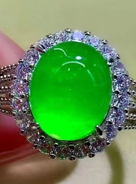 经典翠绿椭圆开口戒指ZD0140