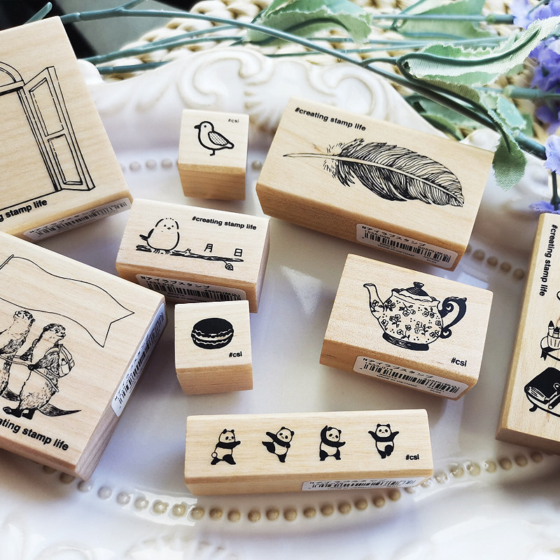 KODOMO NO KAO童颜手帐木头印章百合图章手帐装饰可爱图