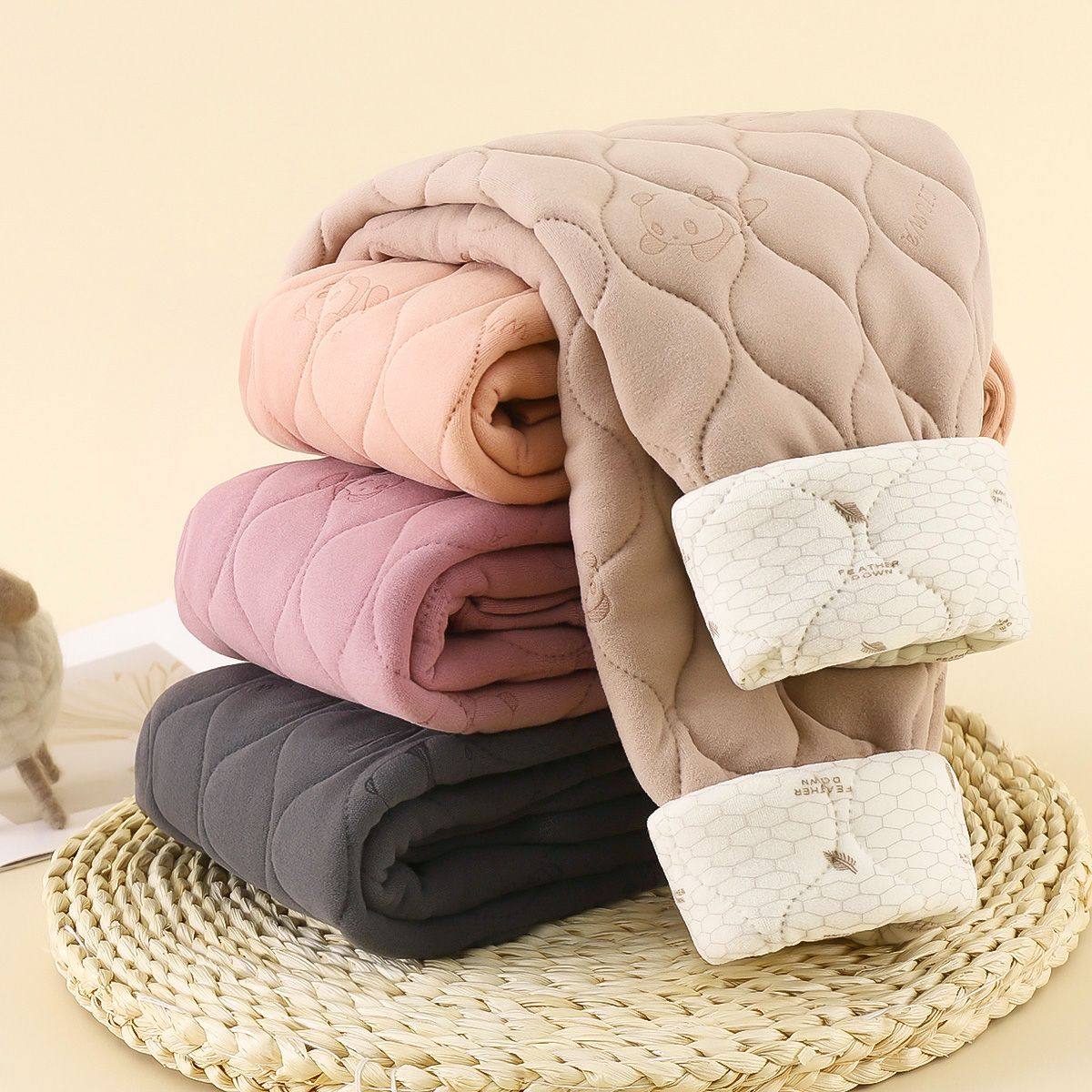 儿童保暖裤秋冬新款男女童三层夹棉保暖裤子加厚内穿内搭校服神器