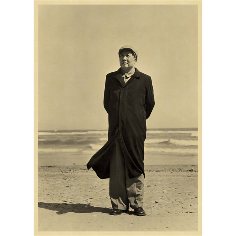 海报贴画怀旧装饰画无框复古画报人物画像毛泽东牛皮纸红色图片