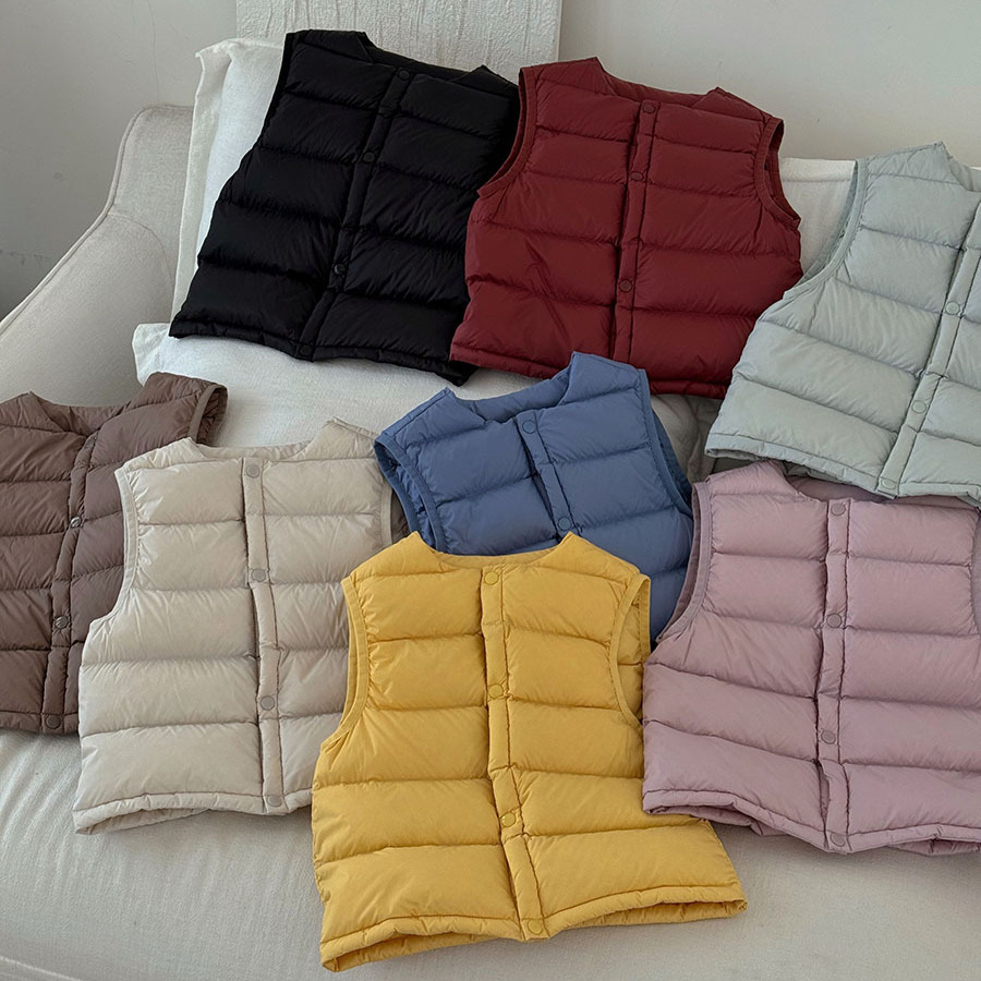 【新国标90白鸭绒】秋冬韩版儿童羽绒马甲2025新款轻薄坎肩保暖