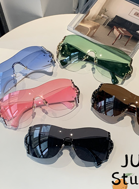 欧美风无框墨镜高级感时尚千禧年