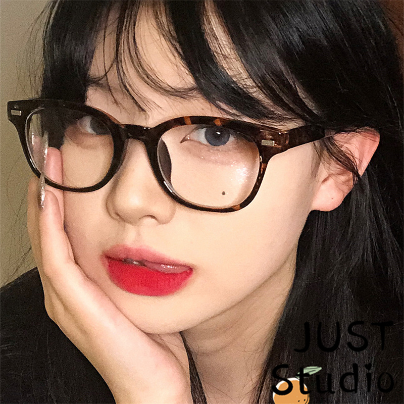 复古豹纹色眼镜框方形素颜