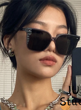 韩版大方框灰色ins墨镜显脸小素颜太阳镜男女防紫外线时尚遮阳潮