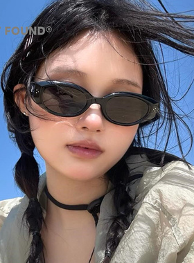 复古猫眼窄框简约黑色防晒墨镜