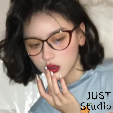 2024茶色猫眼镜框复古Y2K时髦