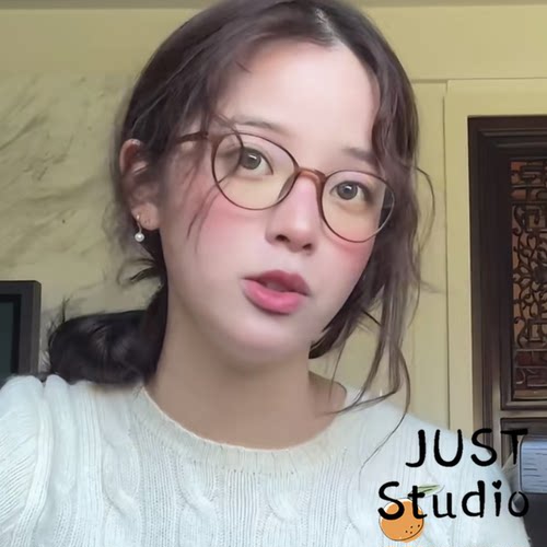 茶色超轻小框椭圆眼镜TR90韩系