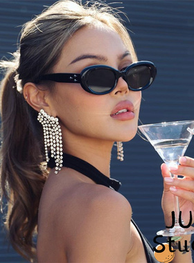 复古美式辣妹墨镜椭圆框Y2K