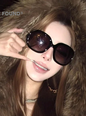 韩系大框黑色复古遮阳太阳镜女