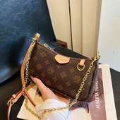 2024小众设计新款 女包春夏复古百搭腋下包拼色单肩斜挎老花小包