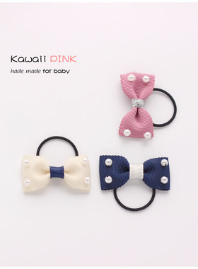 新款Familiar日本皇室御用品牌同款 珍珠蝴蝶结宝宝发绳发夹