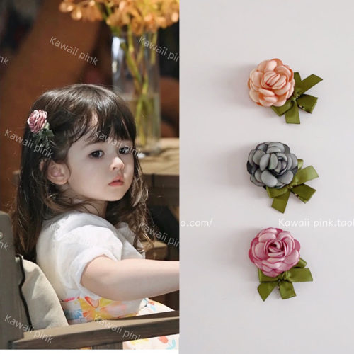 宝宝全包布发夹婴儿不伤发儿童发卡公主风玫瑰花朵发饰婴幼儿头饰