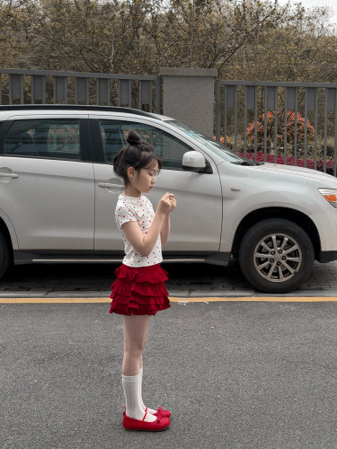 吉小可2026春夏新款女童蛋糕裙爱心短袖T恤儿童蛋糕裙半身裙套装