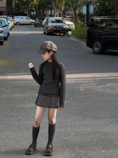 吉小可2025秋冬女童针织背心打底时髦外穿马甲儿童复古套装