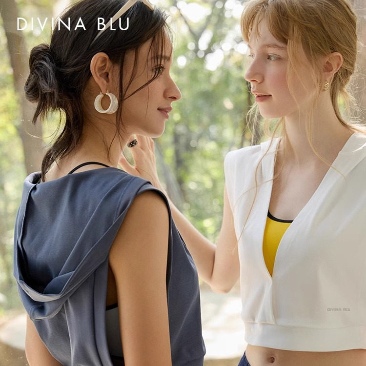DIVINA BLU迪唯纳25年东京系列连帽开襟瑜伽外搭运动罩衫健身外套