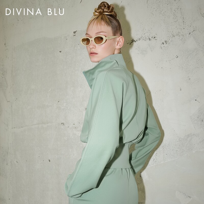 DIVINA BLU迪唯纳都灵系列立领收腰休闲外套女士运动健身上衣夹克