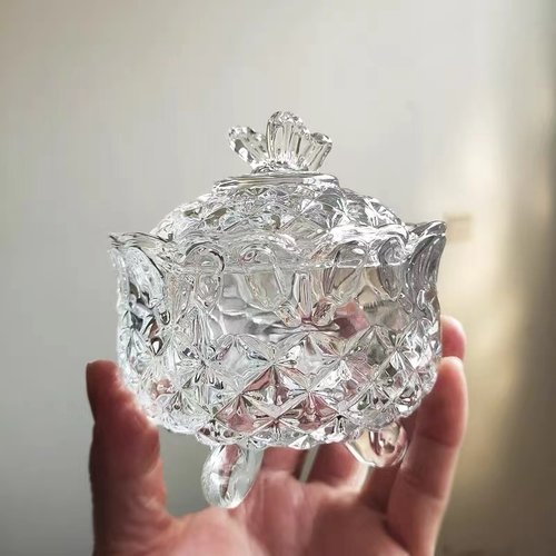 高颜值玻璃蝴蝶款水晶糖果罐礼品婚礼喜庆首饰盒带盖储物罐糖缸