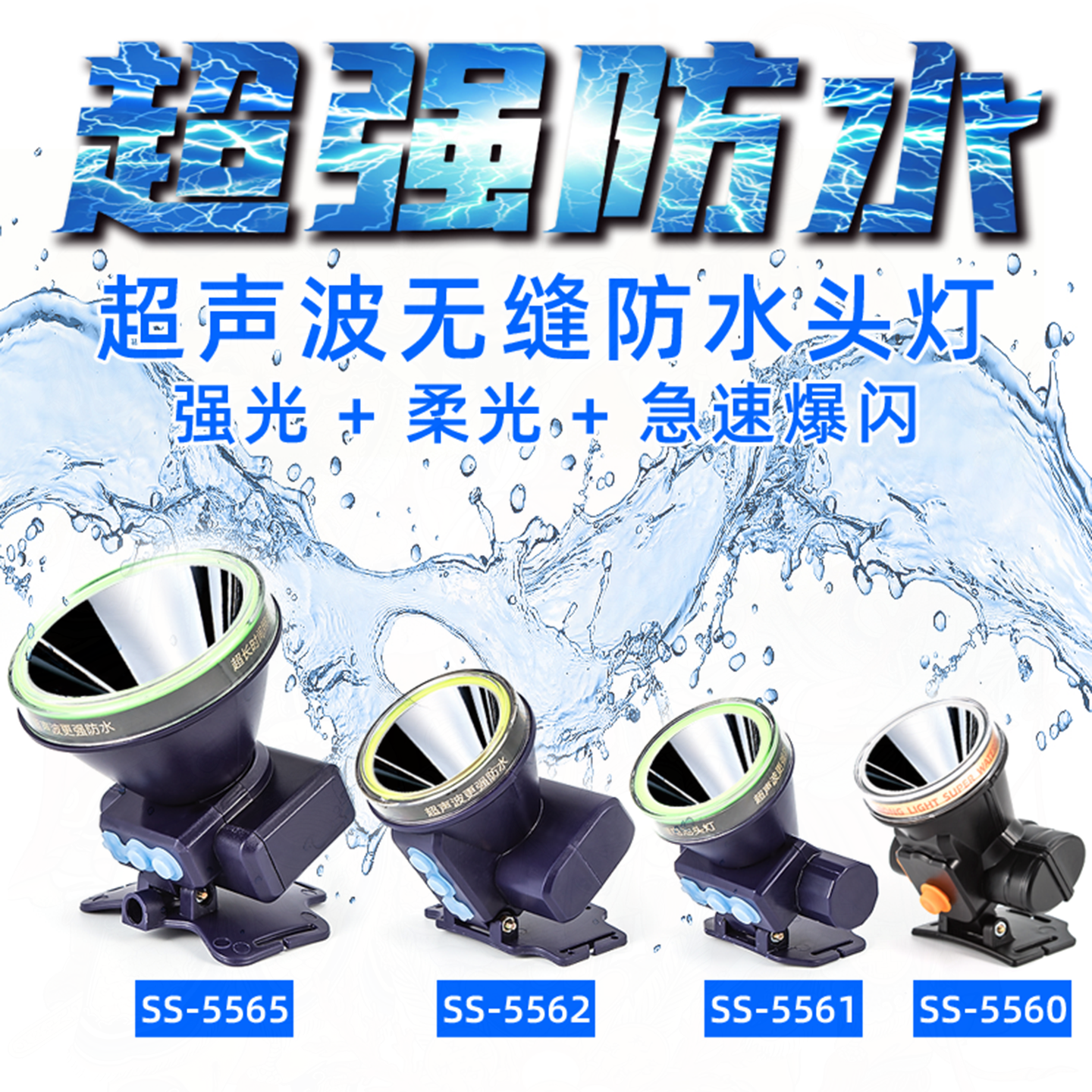 速森锂电大容量防水续航头灯