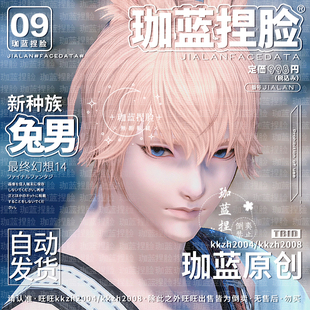 【珈蓝】最终幻想14 ff14捏脸数据 维拉族兔子族兔男白兔3号 蓝焰