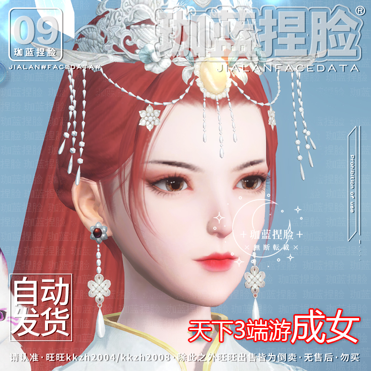 【珈蓝】天下3捏脸 女脸型数据 全门派通用 截图导入 淑女脸 元丽