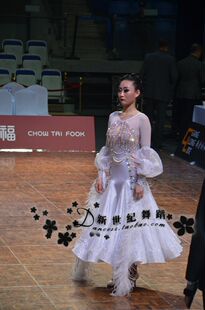 新款摩登舞服演出服表演装国标舞标准赛服摩登比赛裙华尔兹探戈白