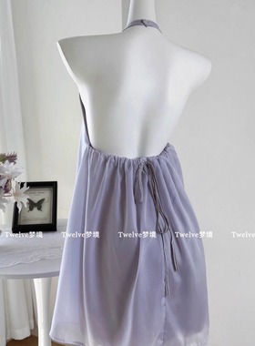【Twelve】露思同款~性感挂脖吊带睡裙纯欲露背无袖蓬蓬裙可外穿