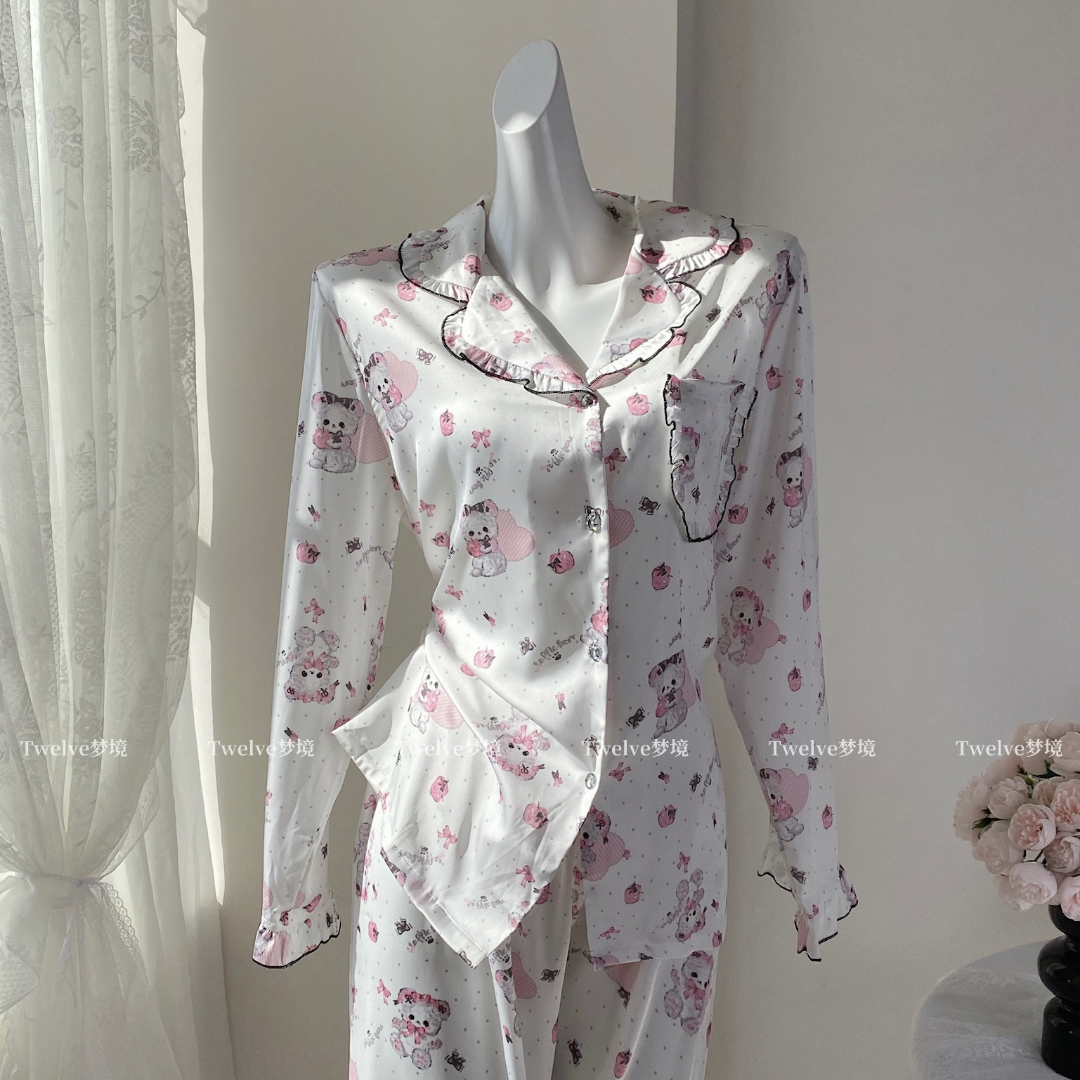 春秋长袖睡衣卡通甜美家居服女