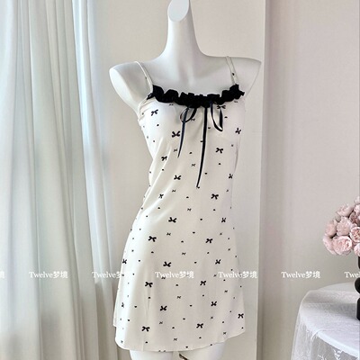 纯欲风莫代尔舒适睡裙女带胸垫