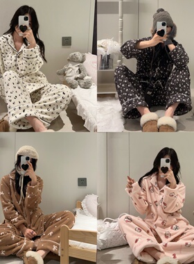 【Twelve】海岛绒睡衣女秋冬款2026新款冬季加绒加厚家居服套装