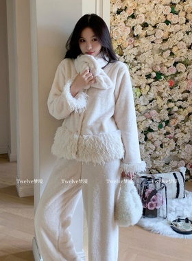 【Twelve】新款睡衣女冬季2026新款加绒加厚保暖家居服套装可外穿