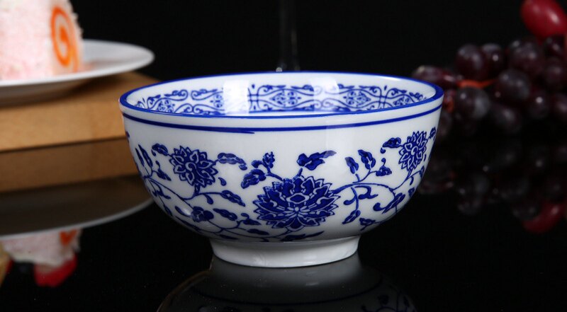 中式高温青花瓷饭碗5英寸 商用酒店家用大汤碗10英寸拉面牛肉面碗