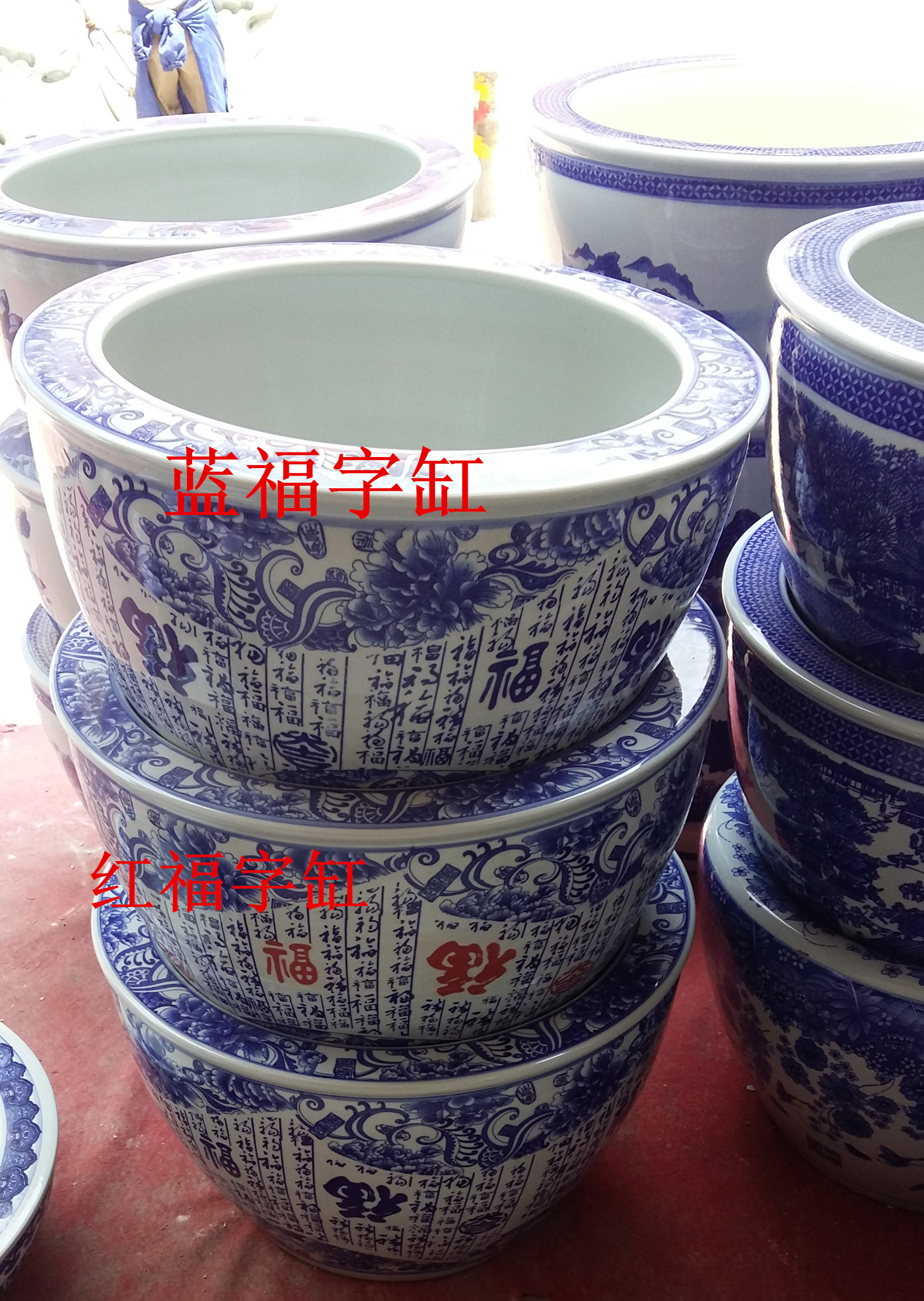 10月17日最新优惠景德镇陶瓷鱼缸小型 客厅手绘荷花睡莲储水缸 青花瓷种桂花树大盆